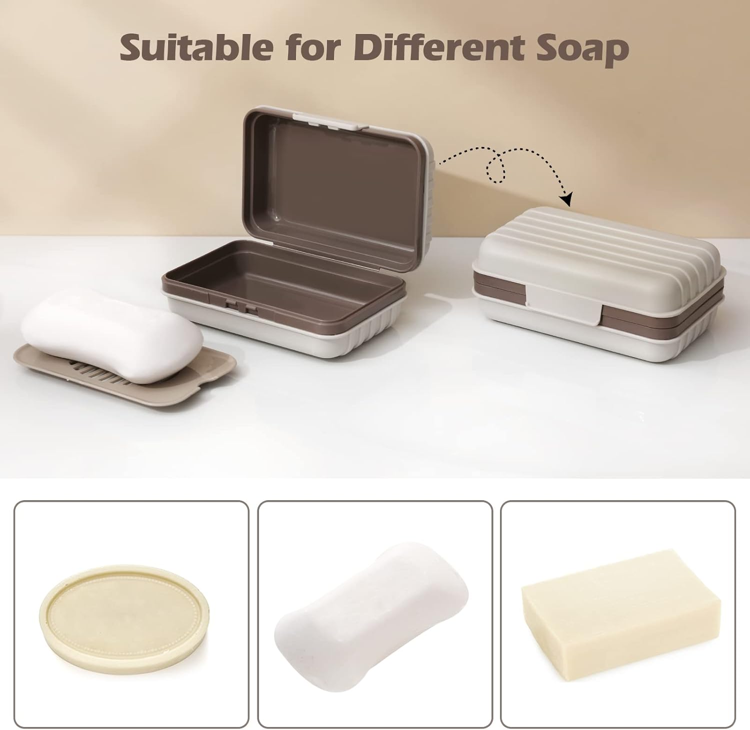 2 Pack Travel Soap Container Soap Box Travel Soap Holder with Removable Draining Layer Portable Soap Case for Hiking,Gym,Bathroom,Traveling,Camping,Vacation,Outdoor Shower (Gray)