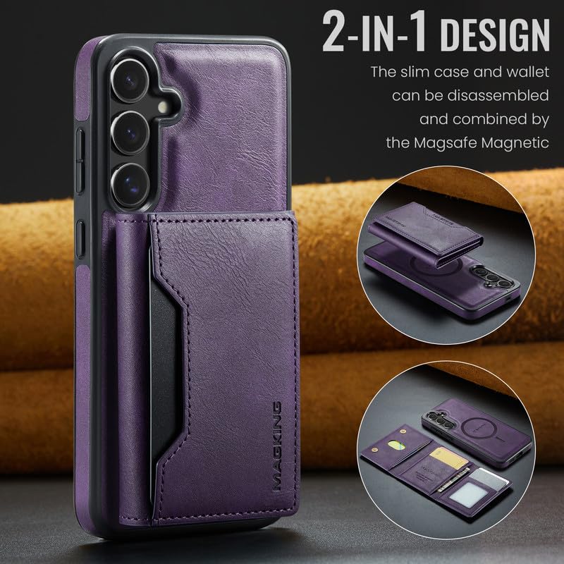 Fente carte housse antichoc Samsung S25 FE violette et modulable 2en1