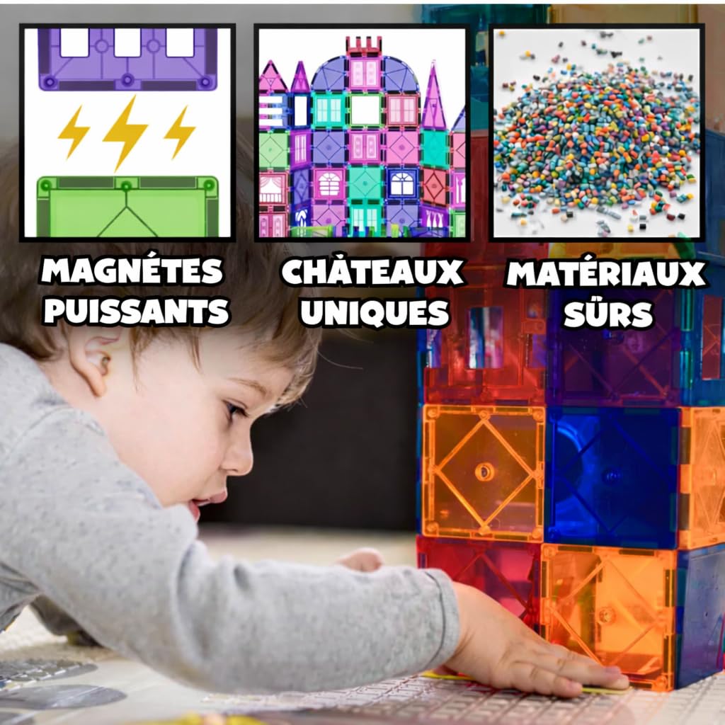 Desire Deluxe Lot de 47 blocs de construction magnétiques pour garçons et filles – Jouet éducatif d'apprentissage STEM pour enfants âgés de 3, 4, 5, 6, 7, 8 ans