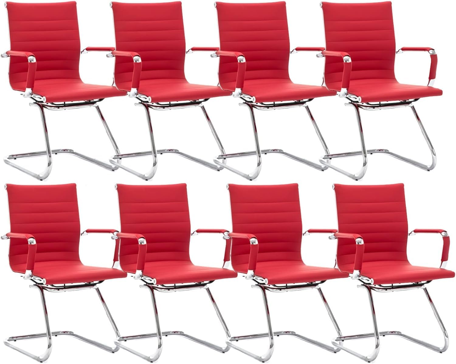 HNY 8-Pack PU Leather Office Guest Chairs