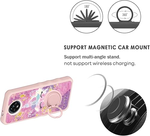 Miniatura 85 de Cricket Debut S2 - Funda compatible con AT&T Calypso 4 U380AC U380AA con protector de pantalla de vidrio templado, soporte de anillo, purpurina