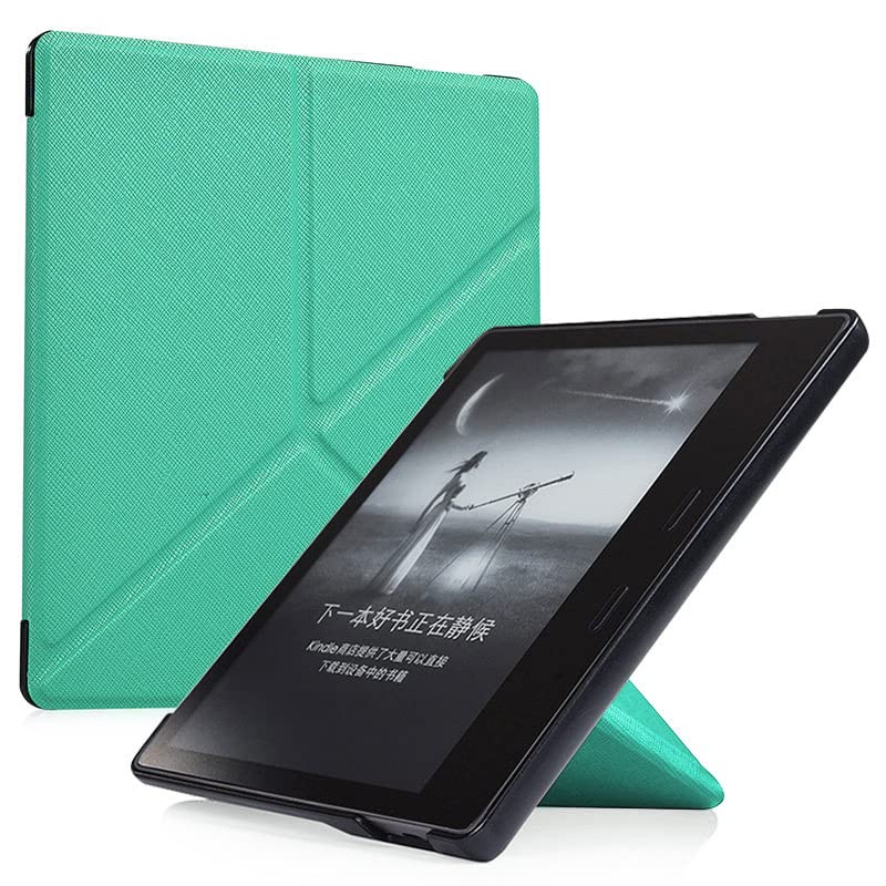 Image of Case for Kindle Oasis (10th Generation, 2019 Release and 9th Generation, 2017 Release) | Slim Cross Stripe Fold Stand Cover | Mint Green