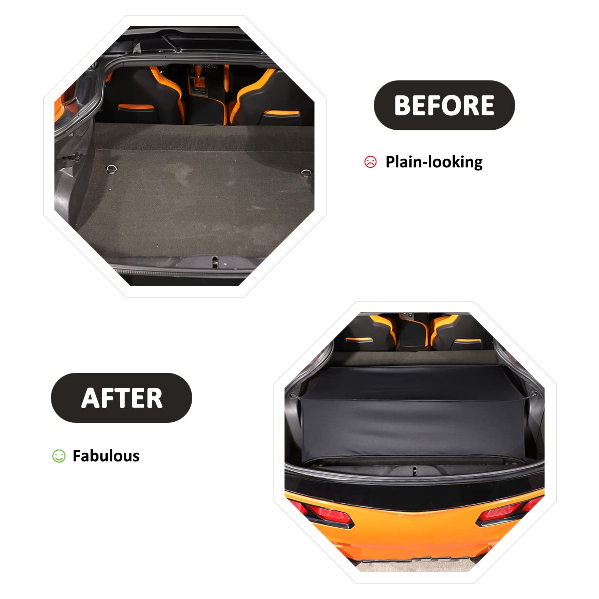 Car Trunk Cargo Cover Compatible with for Chevrolet Corvette C7 2014-2019, Retractable Trunk Security Shield Shade Auto Tail Box Accessories (Large)