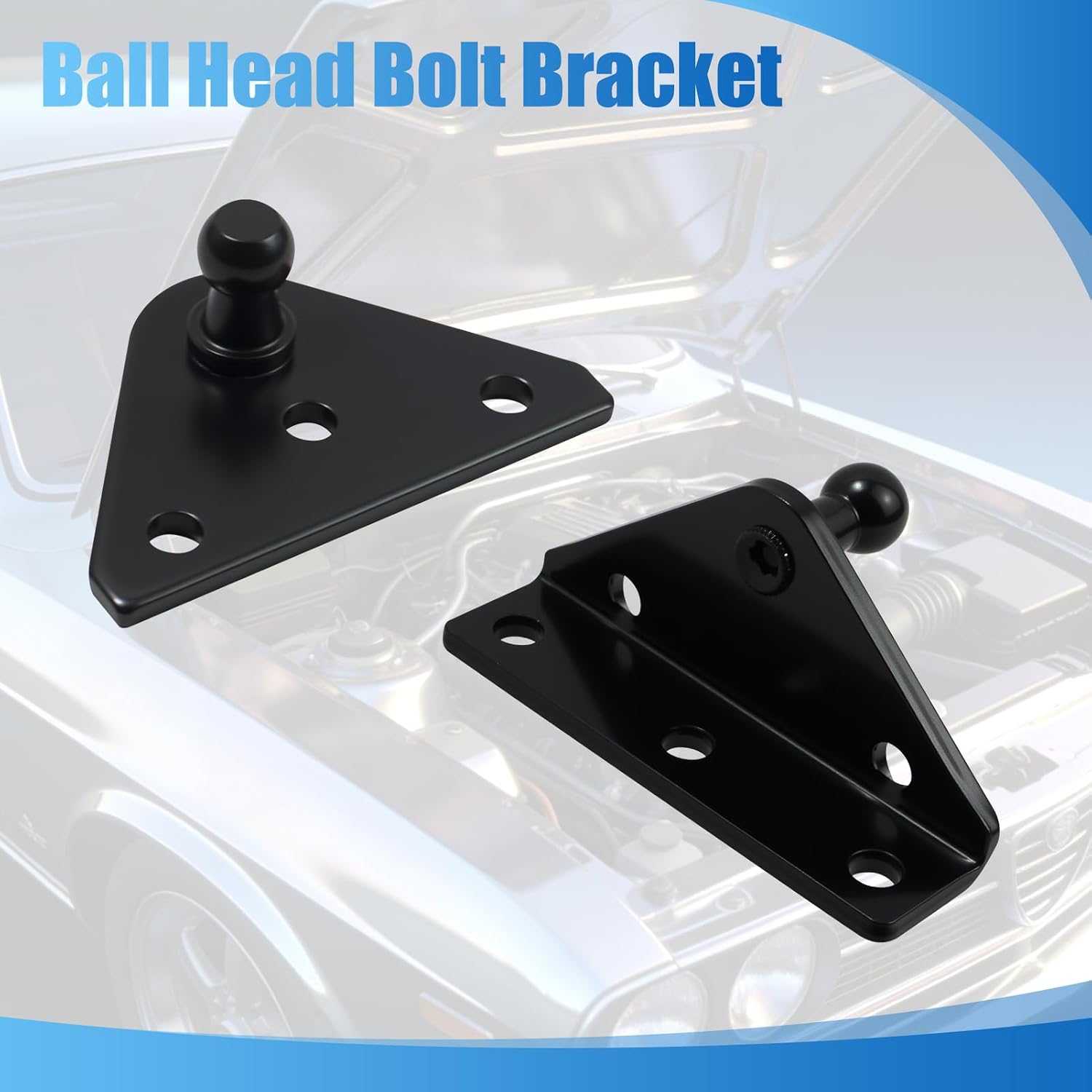 4-Piece Gas Strut Mounting Brackets, 10mm Ball Stud Mounting Bracket Kit with L-Type and Flat-Type Plates, Includes 16 Screws for Universal Lift Support Shock and Spring Struts