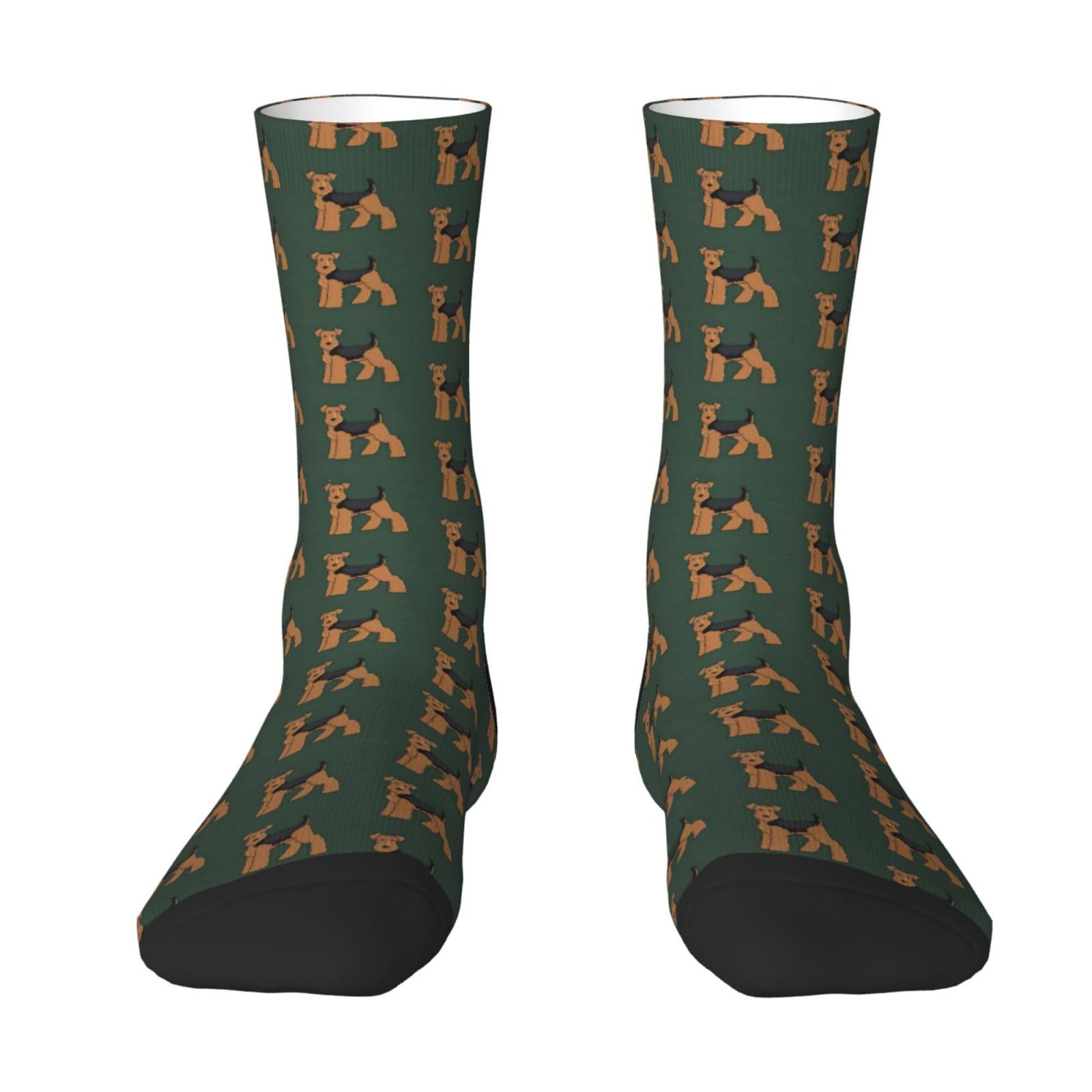 Zouey Men's 4 Moisture Protection Mid-Calf Socks, Casual Mid-Calf Socksprint Sockings Athletic Running Casual Sport Socks,Welsh Terrier