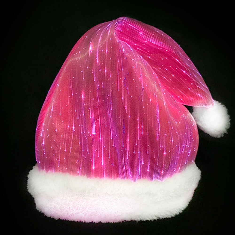 Luminous Christmas Hat Plush Santa Hat Light Up Funny Christmas Hats for Kids & Adults for New Year Festive Party