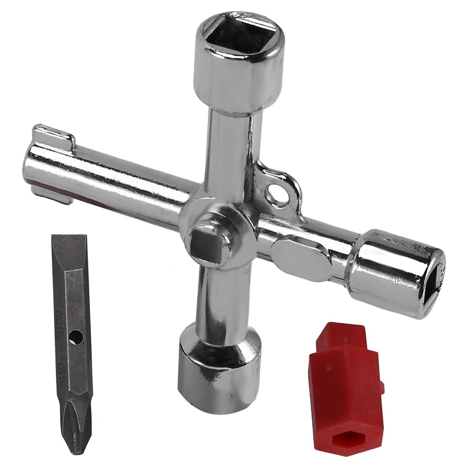 4 Way Radiator Valve Key, Radiator Bleed Key, Professional Radiator Key Wrench, Multi-Functional Water Key for Most Sillcock, Stopcock, Water Spigots, Wall-Hydrant, Control Cabinet and Valves