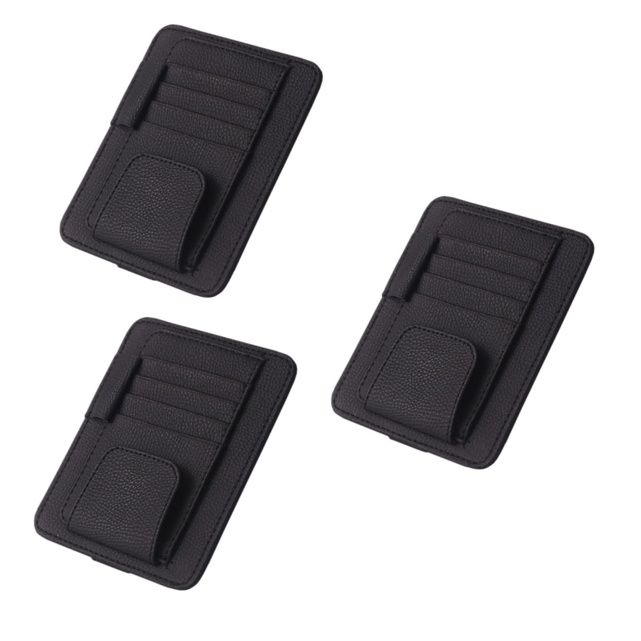 SHERCHPRY 3piezas Organizador De Visera Solar para Coche Funda De Almacenamiento De PU Negro para Gafas Teléfonos y Accesorios De Automóvil Compatible La Mayoría De Vehículos