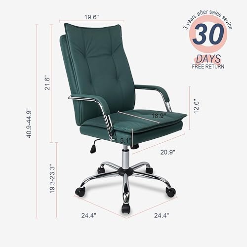 Miniatura 3 de CLATINA Modernas sillas ejecutivas de oficina con soporte lumbar, mecedora, ergonómica, tela de tela, sillas de escritorio con ruedas, color verde,