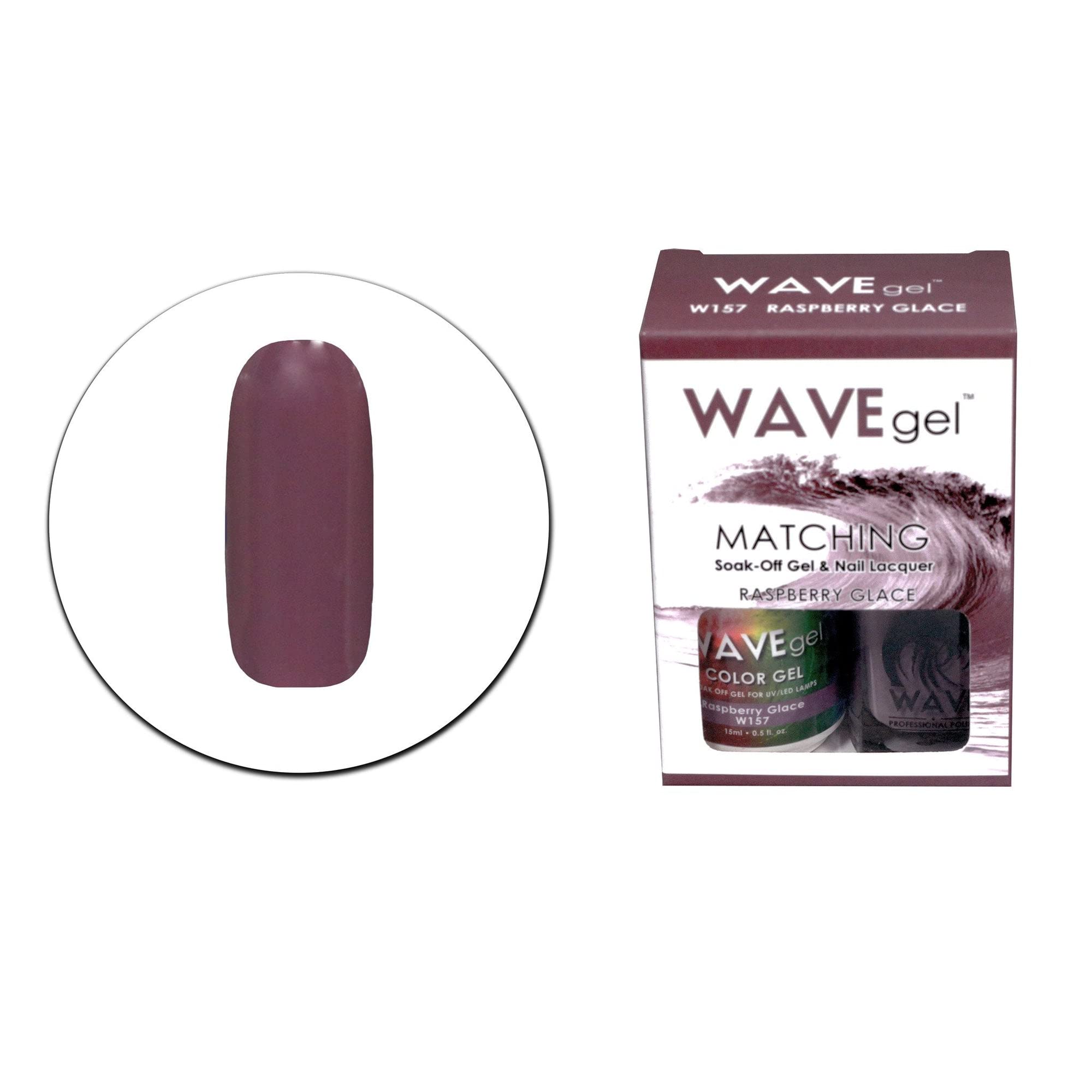 WAVEGEL Soak-0ff Gel & Nail Lacquer Matching Duo Set - Raspberry Glace - W157-157 I 0.5 Oz