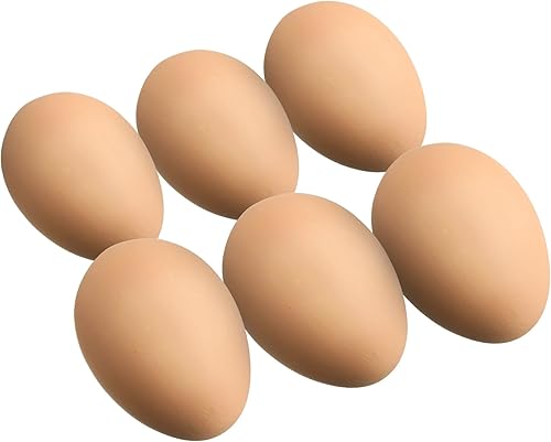 Halloscume 6 huevos de gallina falsos de Pascua, huevos de cerámica para cajas anidables, huevos realistas para gallinas para colocar anidación,