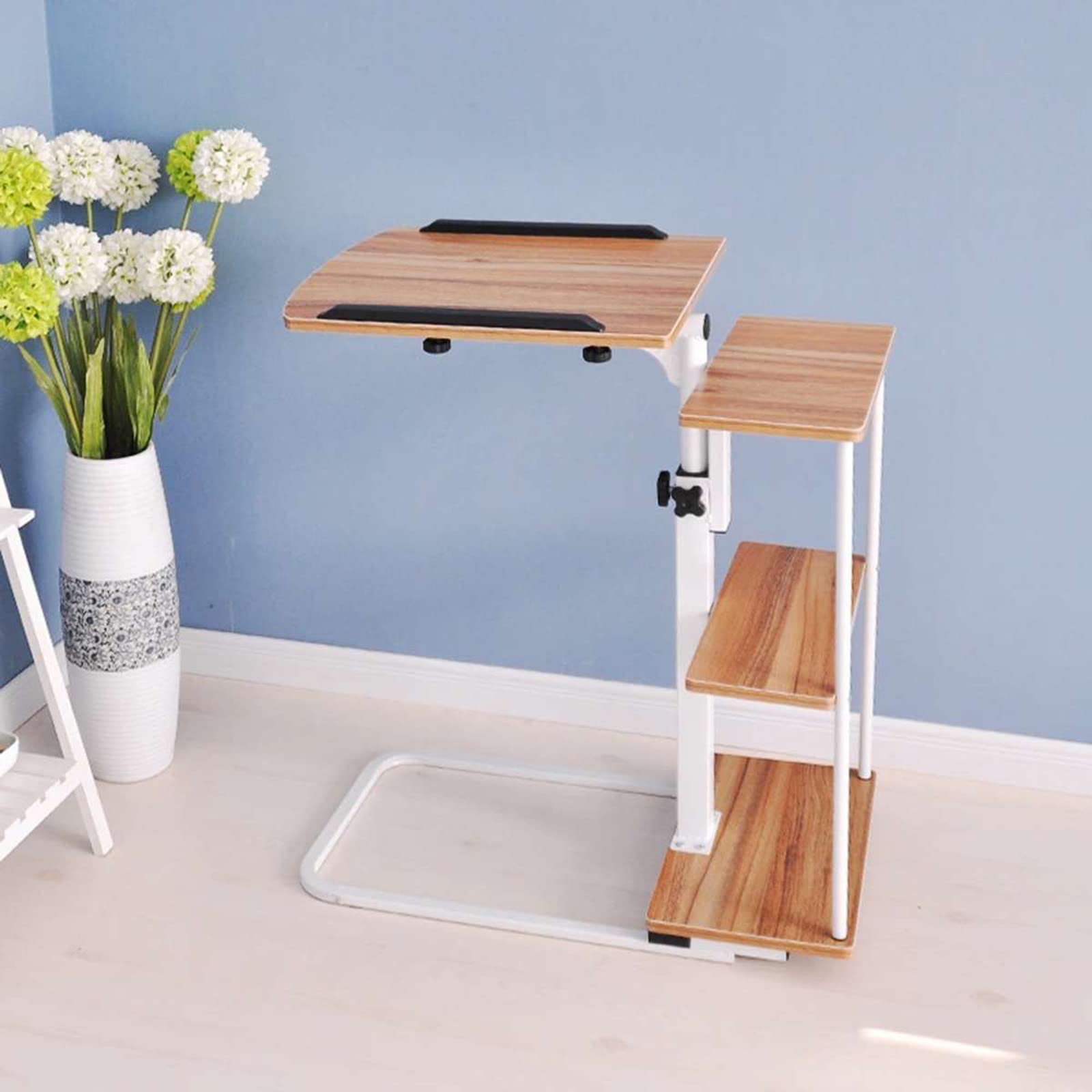 Bureau réglable en hauteur pour ordinateur portable : meuble mobile marron de maison