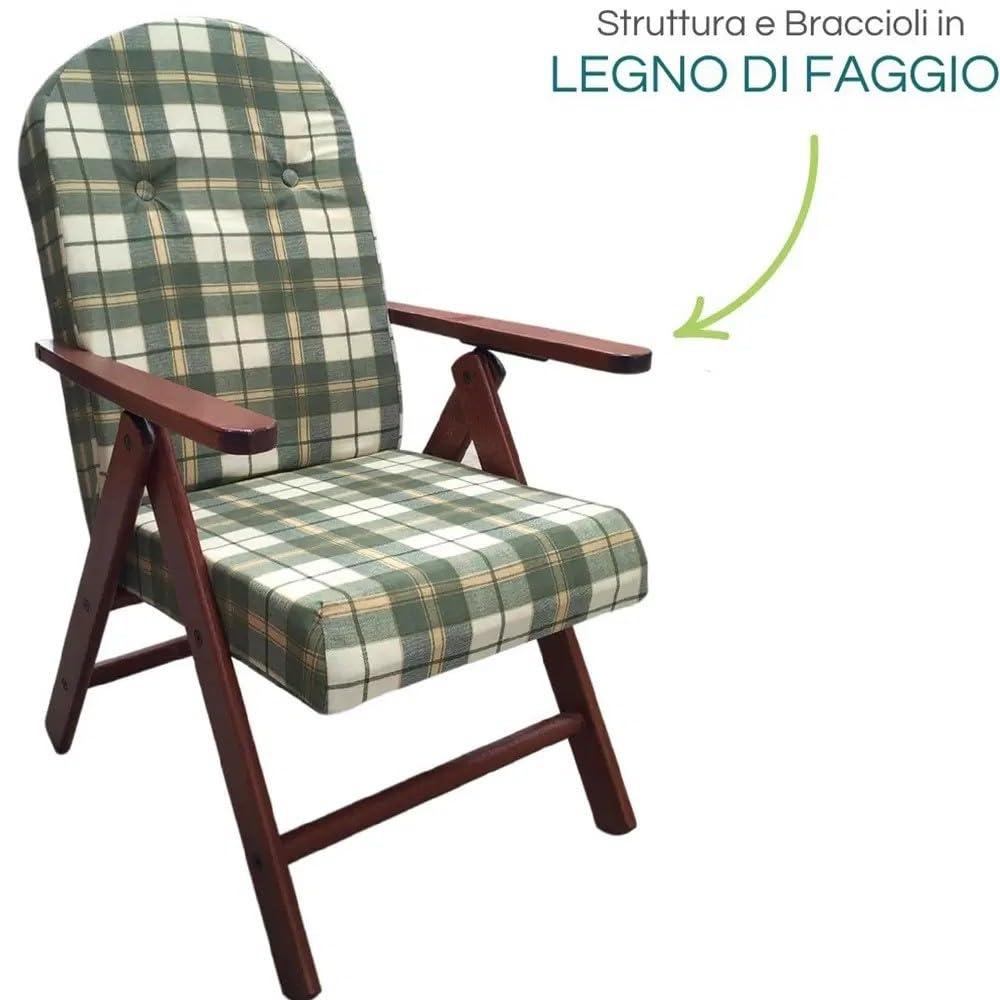 Home Funishing BUONOCORE Poltrona Campania imbotitta con Stuttura in legno tassuto verde
