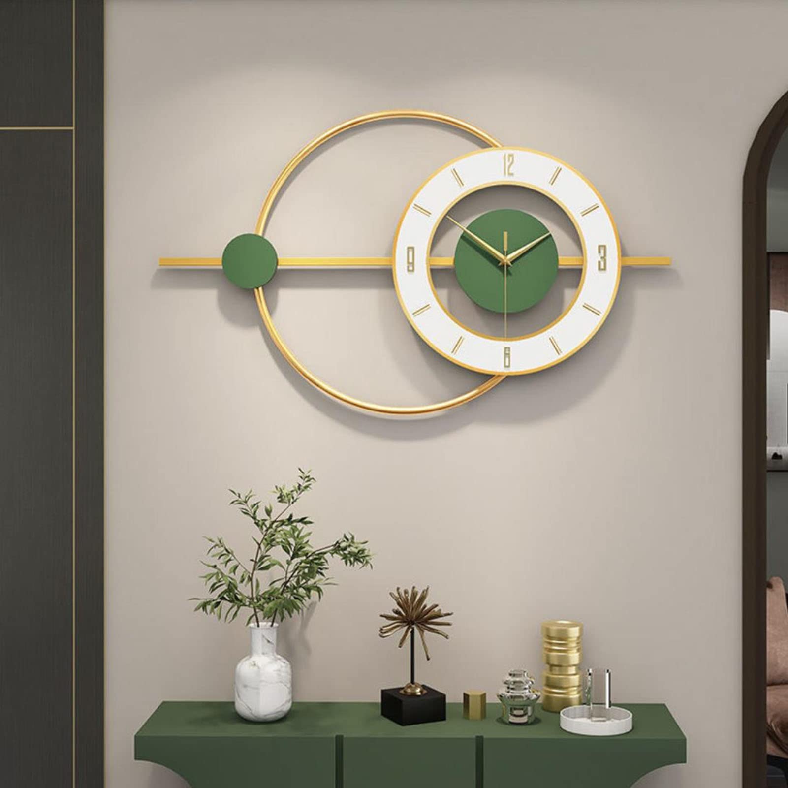 Vnook Large Silent Modern Decorative Wall Clock metal Wall Clock Art Fancy Decoration Clock Mute Wall Clock Home Decoration for Living Room Bedroom Hotel Porch