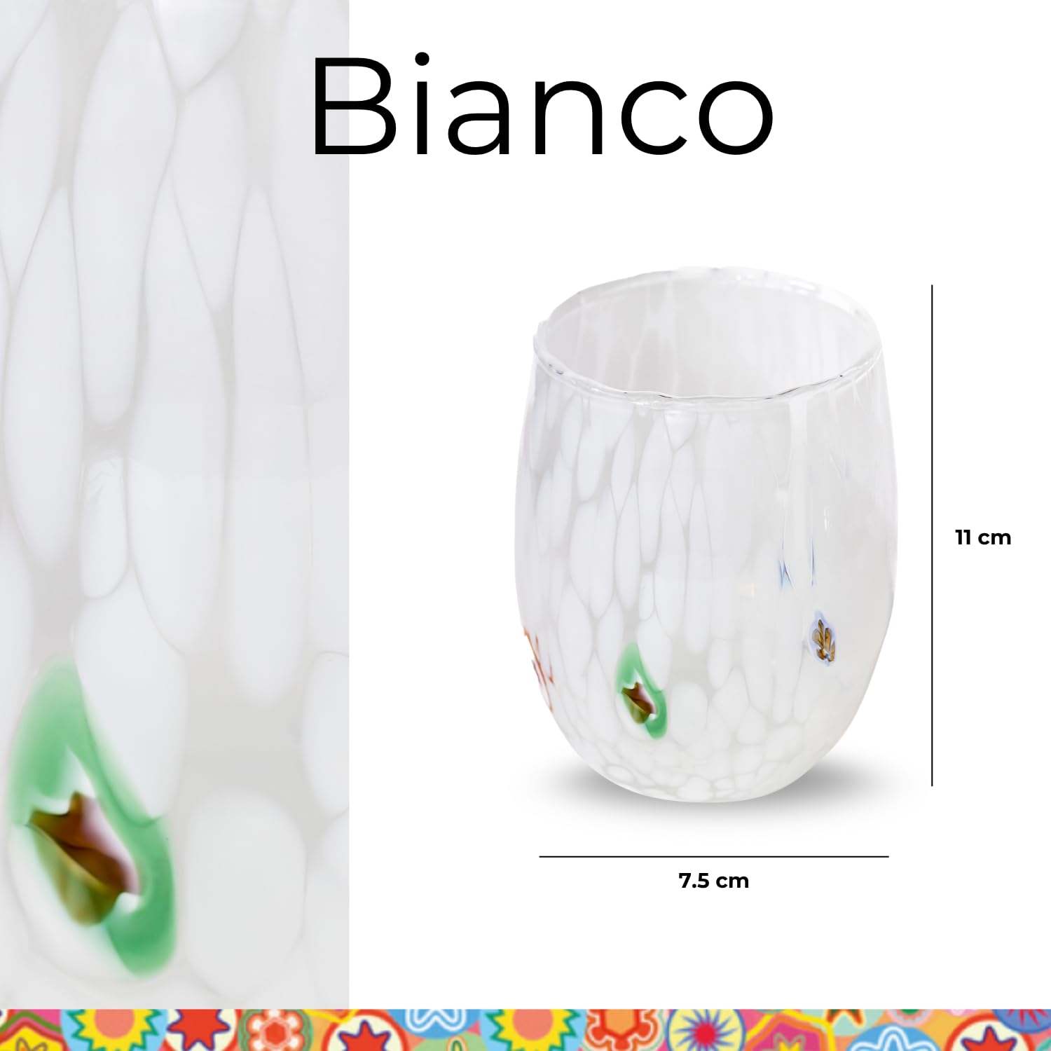 Gocce di Murano 6 Bicchieri Acqua Lavorati Secondo la Tradizione degli Artigiani di Murano, Bicchiere Soffiato e Lavorato a Mano 300 ml - Bicchieri Acqua Vetro Arcobaleno Pioggia