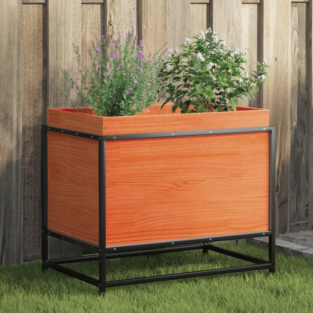vidaXL Jardinera de Madera Maciza Pino marrón Cera 60x40x50 cm, Jardinera de Exterior, Jardinera para Flores, macetero para Tomates
