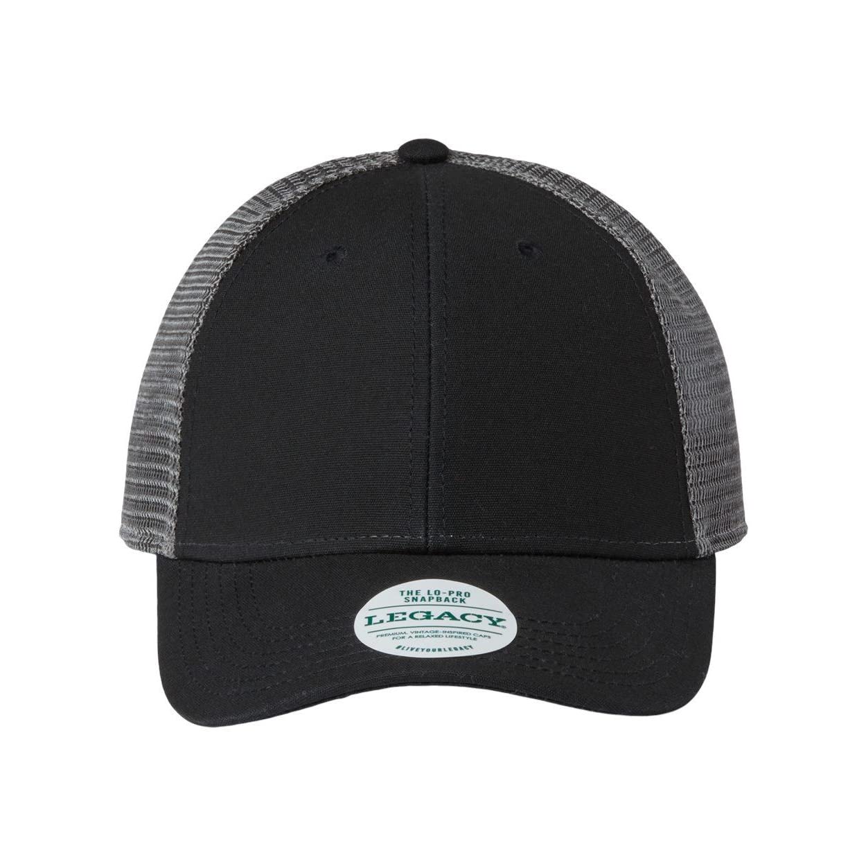 Legacy Lo-Pro Snapback Trucker Cap, Adjustable, Black-Dark Grey