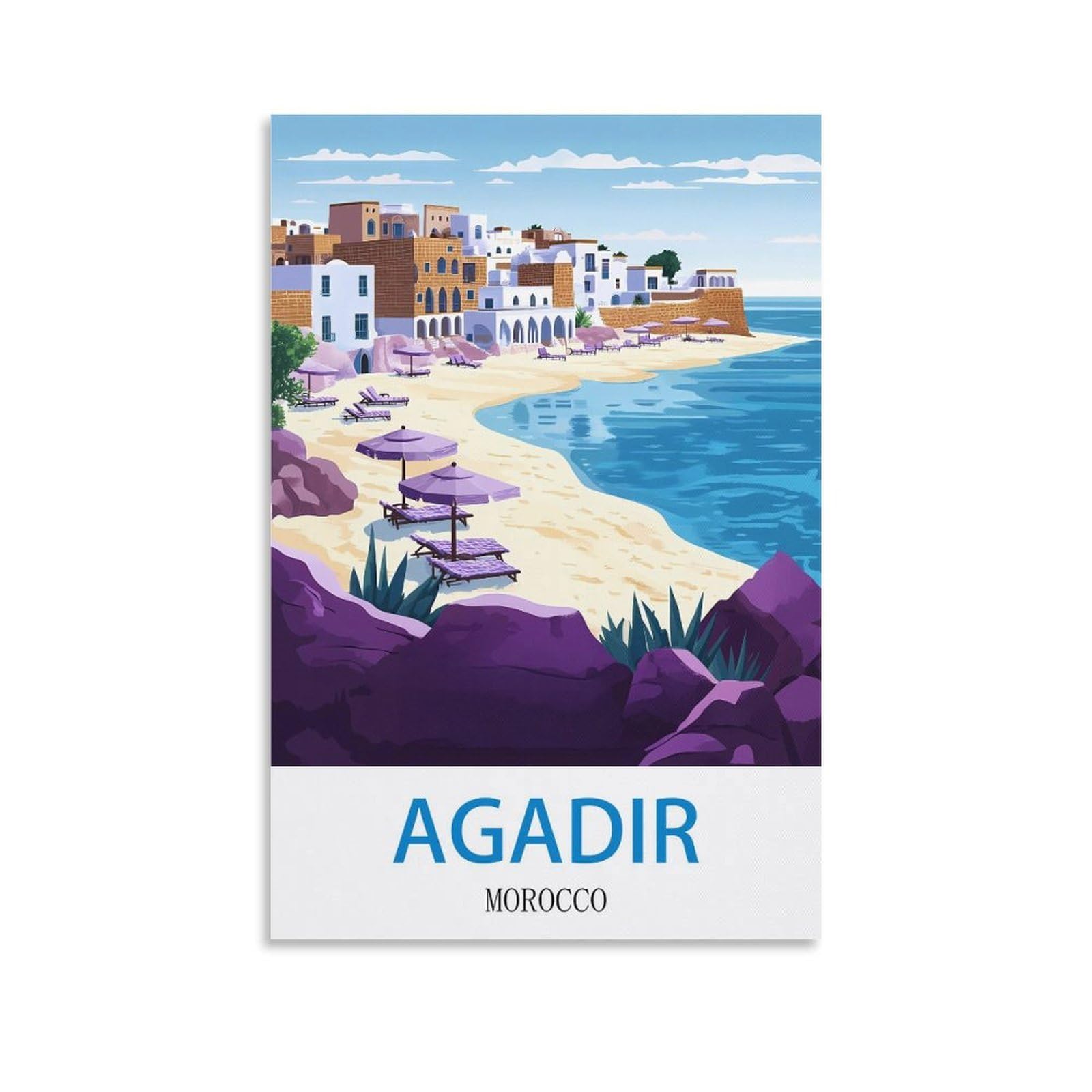 Ctzikww Unframe-Style Agadir Morocco Vintage Travel Poster 08X12inch(20X30cm) Canvas Art Prints Picture Wall Art Painting