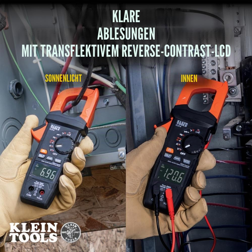 Klein Tools CL810 Digitales Zangenmultimeter 600A AC/DC | TRMS Auto-Ranging Stromzange | Spannung Widerstand Frequenz Kapazität Temperatur | NCV LoZ Durchgangsprüfung | Arbeitslicht CAT III