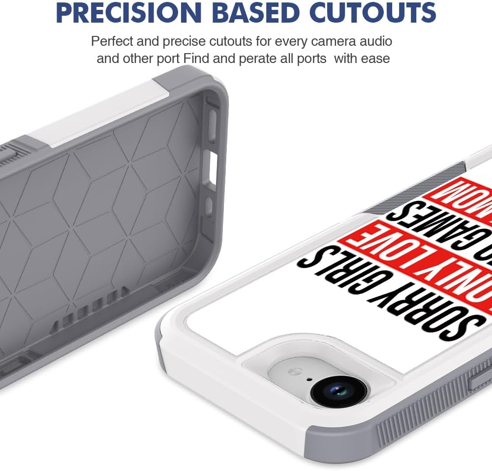 Case for iPhone 16E, Unique Gaming Player Design Shock-Absorption Hard PC and Inner Silicone Hybrid Dual Layer Armor Defender Case for iPhone 16E (Video Game Words) White - Image 5
