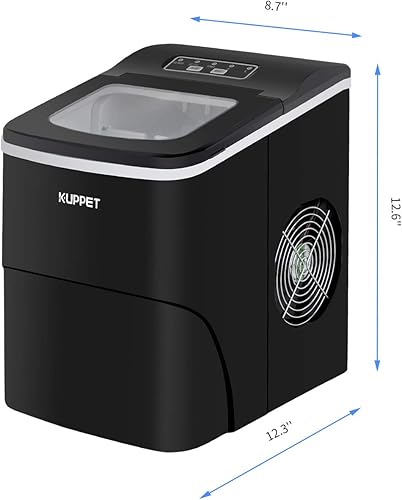 Miniatura 6 de KUPPET Máquina para hacer hielo para encimera, máquina portátil de cubitos de hielo, capacidad de 26 libras, producción rápida de hielo,