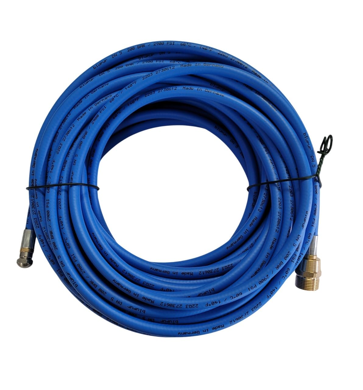 REINHOLDPipe Cleaning Hose Blue 15 m Suitable for Kränzle Pressure Washer M22 x 1.5 AG with 4-Way RR Nozzle 3 Rear and 1 Front Max 200 Bar