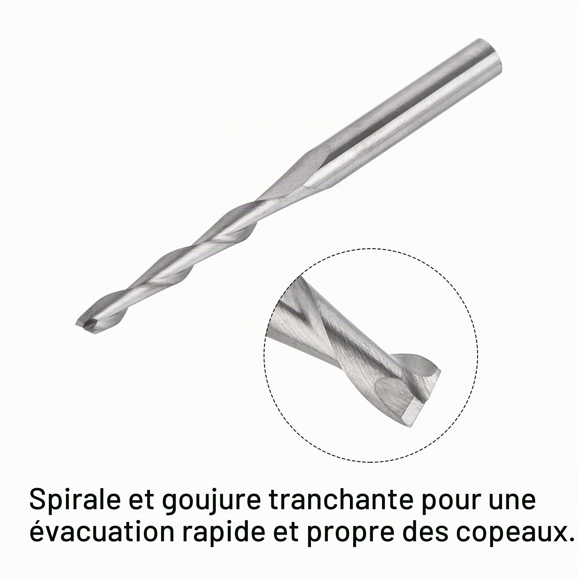 sourcing map Fraise CNC Spirale Router Mèches 1/8" 3.175mm Tige 2mm x 17mm Upcut Solide Carbure Extrémité Broyeur 2 Cannelure Fraisage Coupeur pour Acrylique PVC MDF Bois Franc 2pcs