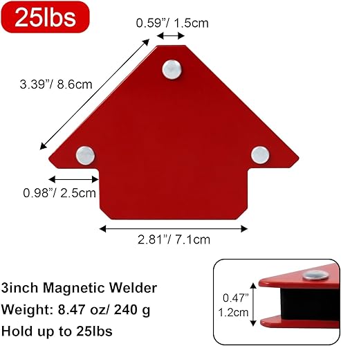 Miniatura 2 de Imán de soldadura de 25 libras, 6 piezas de soporte de soldadura magnética, imanes y abrazaderas de soldadura de flecha, soporte de electrodo de