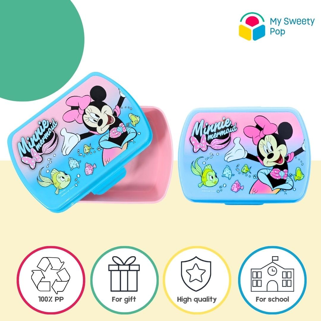 Boîte à Goûter Minnie Mouse – Lunch Box Enfant 16x13x5 Cm | Rose, étanche | Pour école, Pique-nique - 2