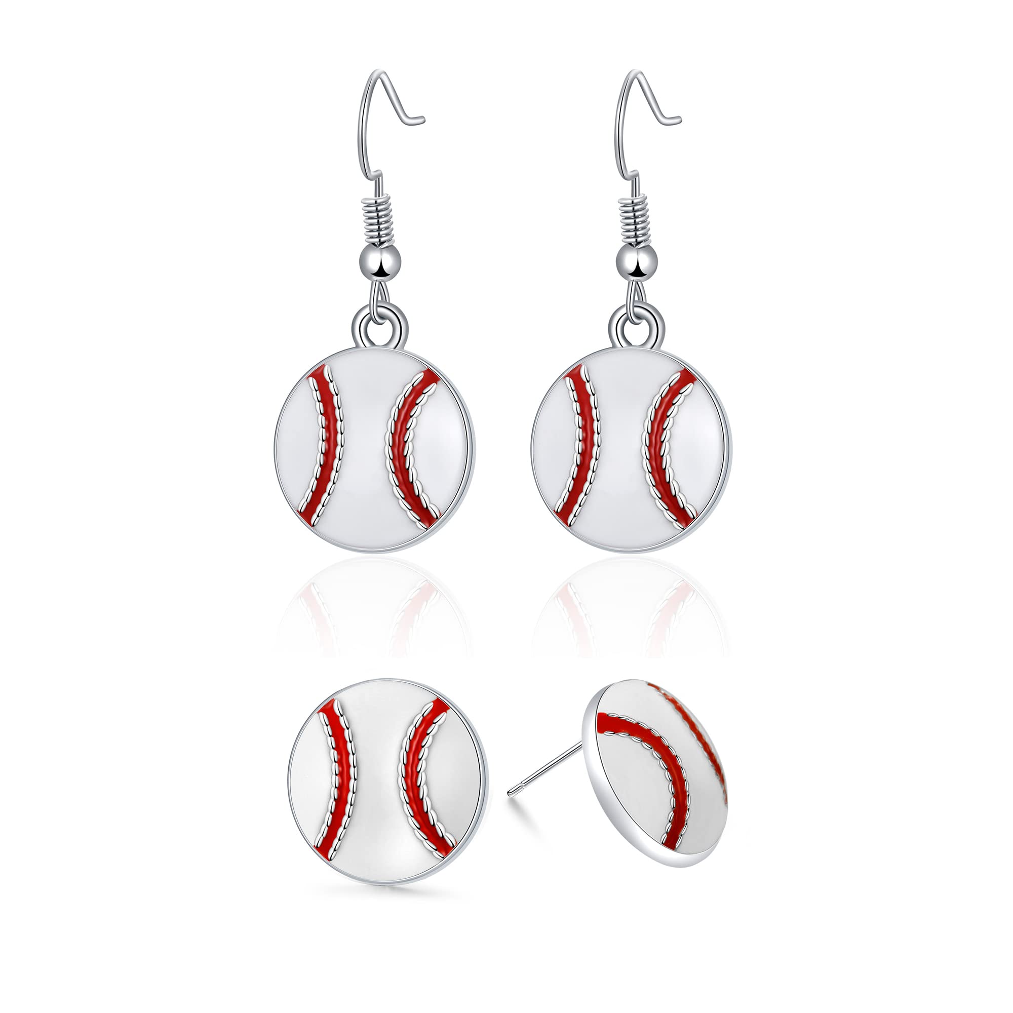RUOFFETA Sport Ball Dangle Earrings, Football, Basketball, Soccer, Volleyball, Baseball Earrings for Women Fans