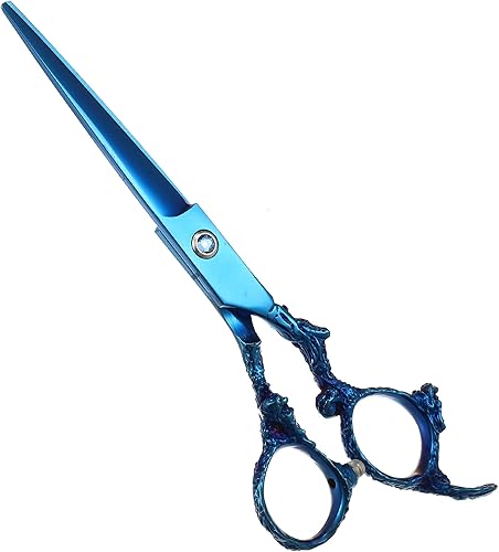 VOCOSTE Tijeras de pelo tijeras de corte de pelo tijeras de barbero profesional maquinilla de afeitar de acero inoxidable 65 pulgadas de largo azul