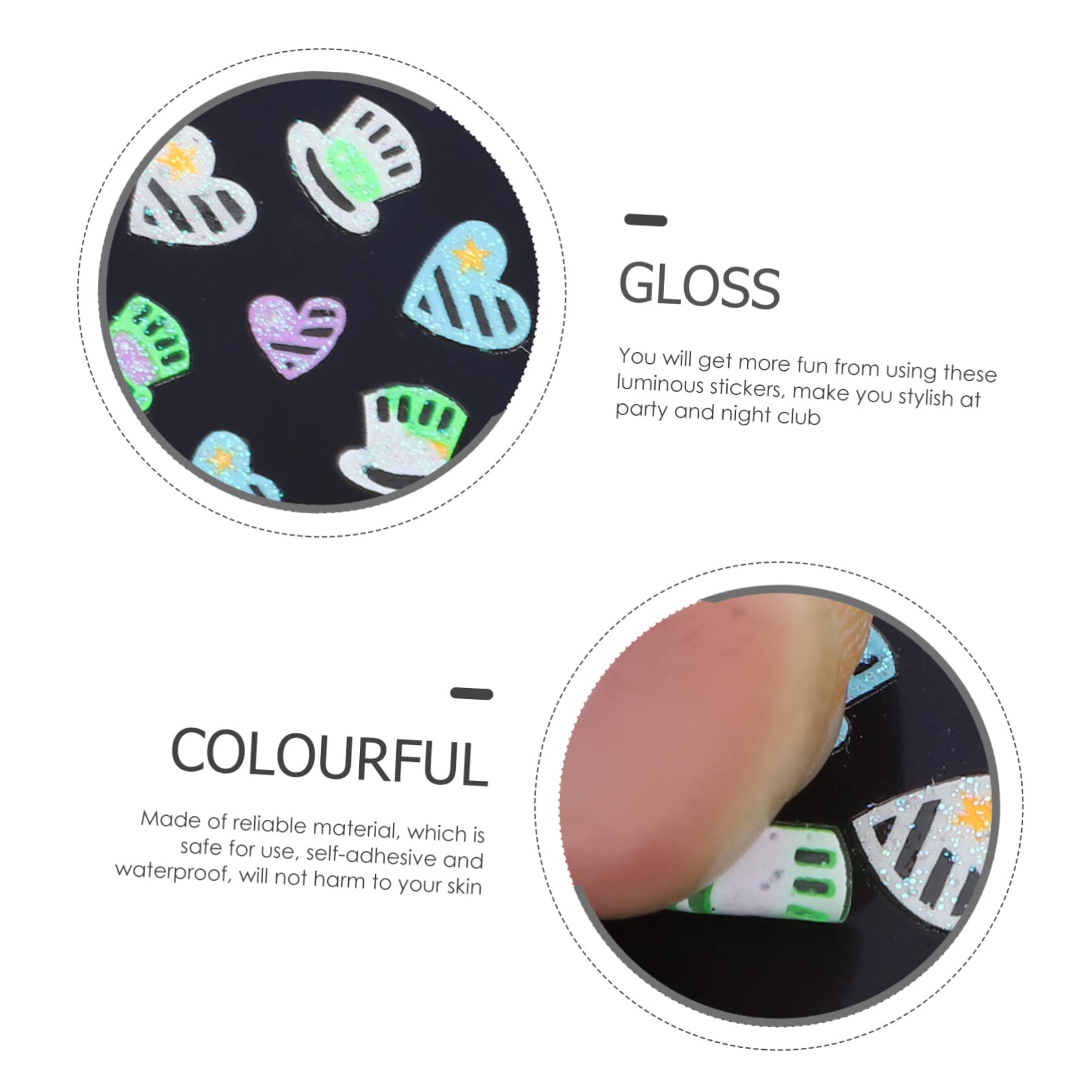 FOMIYES 4 Set Di Adesivi Per Nail Art Adesivi Fluorescenti Per Nail Art Set Di Adesivi Per Per Ragazze Decorazioni Per Manicure 10 Disegni 24 Fogli * 4