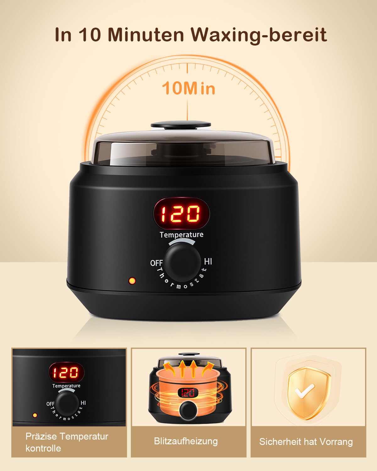 Waxing Set,Wachs Haarentfernung,Digitales Wachswärmer Wax Maschine Enthaarungswachs mit 400g Wax,20 Wachsstäbchen,Silikonschale,Warmwachs haarentfernung zu Hause,Waxing Maschine Set für Ganzkörper