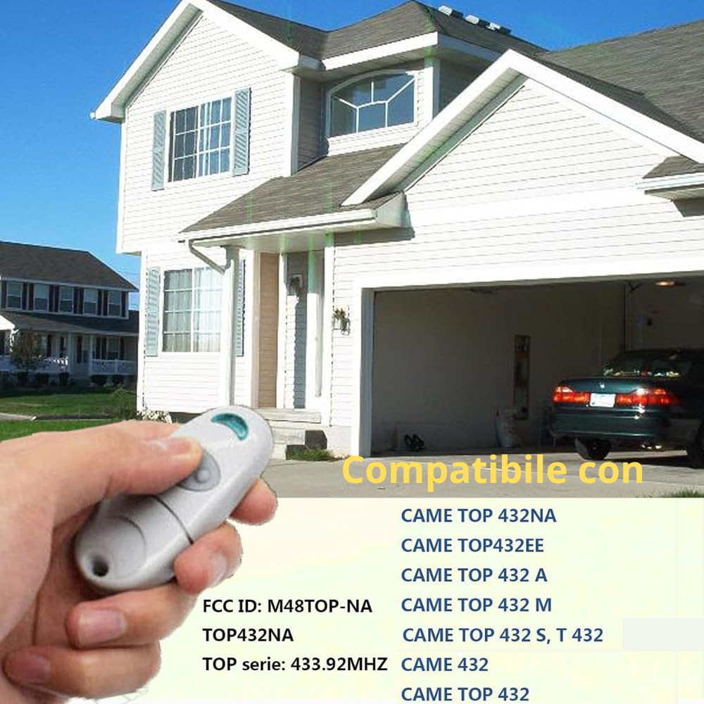 Telecomando Cancello Universali 433,92MHz - 2 PZ - Compatibile con Top 432EE, 432EV, 432NA, 432A, 432M, 432S, T432-2 Canali per Cancelli Automatici - Radiocomando Cancello di facile Programmazione