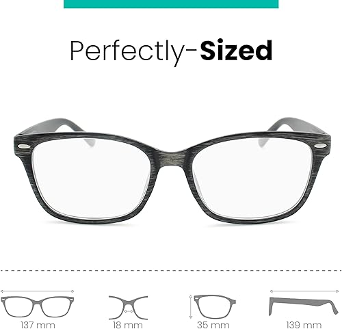 Miniatura 4 de Anteojos de lectura con textura de madera gris para hombres y mujeres para lucir únicos con visión clara, lectores fuertes y duraderos para mujeres