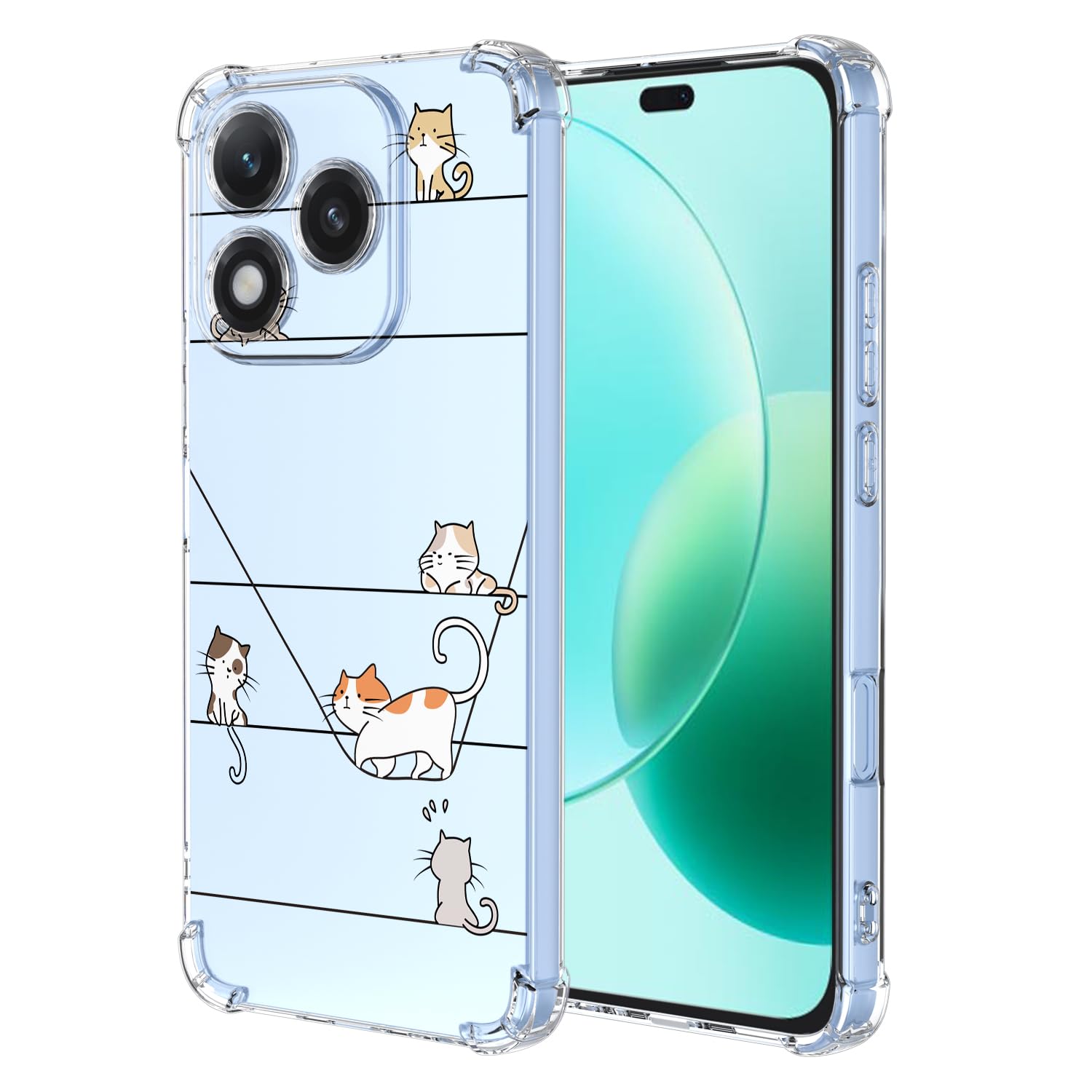 Handyhülle Für Google Pixel 9a - Süßes Katzen-Design, Transparent, Stoßfest, TPU, Mit Kameraschutz