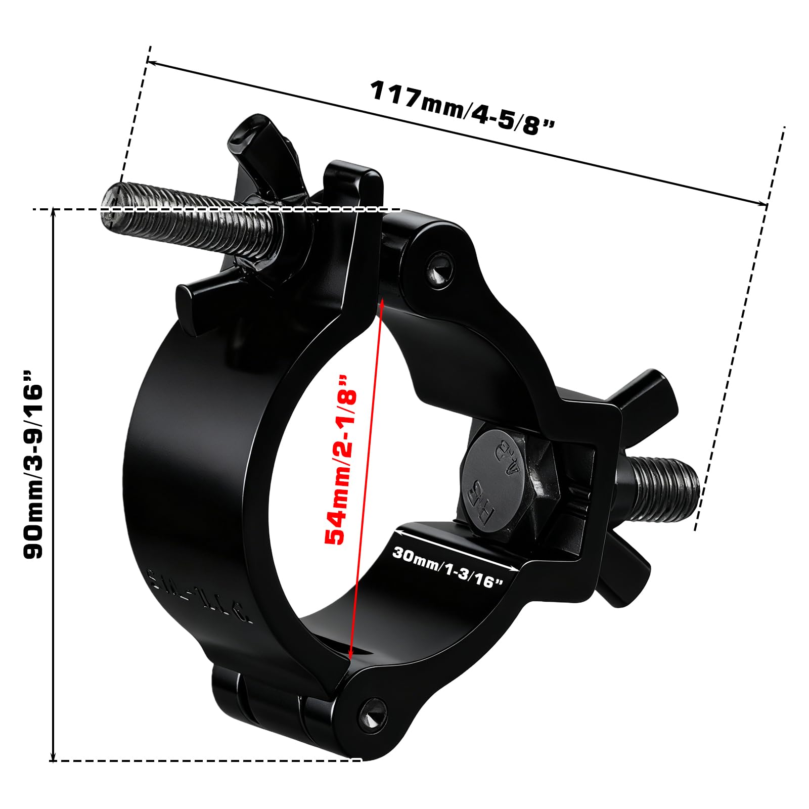 8 pinzas de travesaño, 48-52 mm, abrazadera de iluminación de escenario, receptor de truss, abrazaderas transversales, 100 kg de capacidad de carga para luces de escenario móviles y faros, color negro