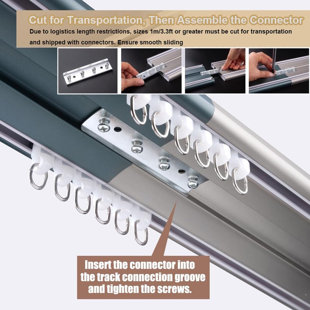 Set di Binari per Tende da Soffitto, Sistema per Divisori Binario per Soggiorno Set Completo con Binario a 2 Vie, Binari Per Tende per Interno/Esterno(White,2.0m(6.6ft))