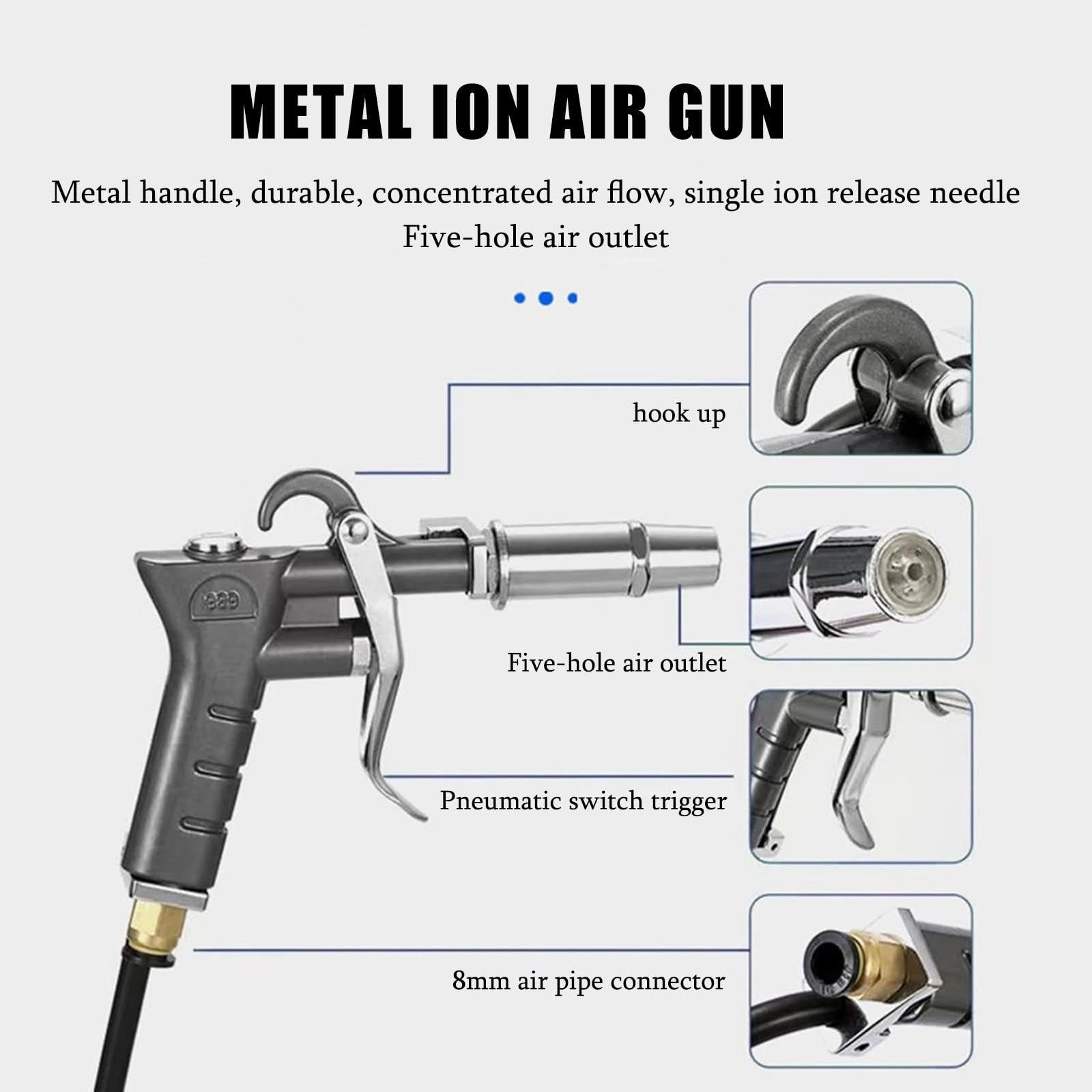 Pistola De Aire Ionizante, Pistola AntiestáTica - Generador De Voltaje, Ionizador Para Descarga De Electricidad EstáTica - Dispositivo De Equilibrio - AntiestáTico Eficaz Y Seguro