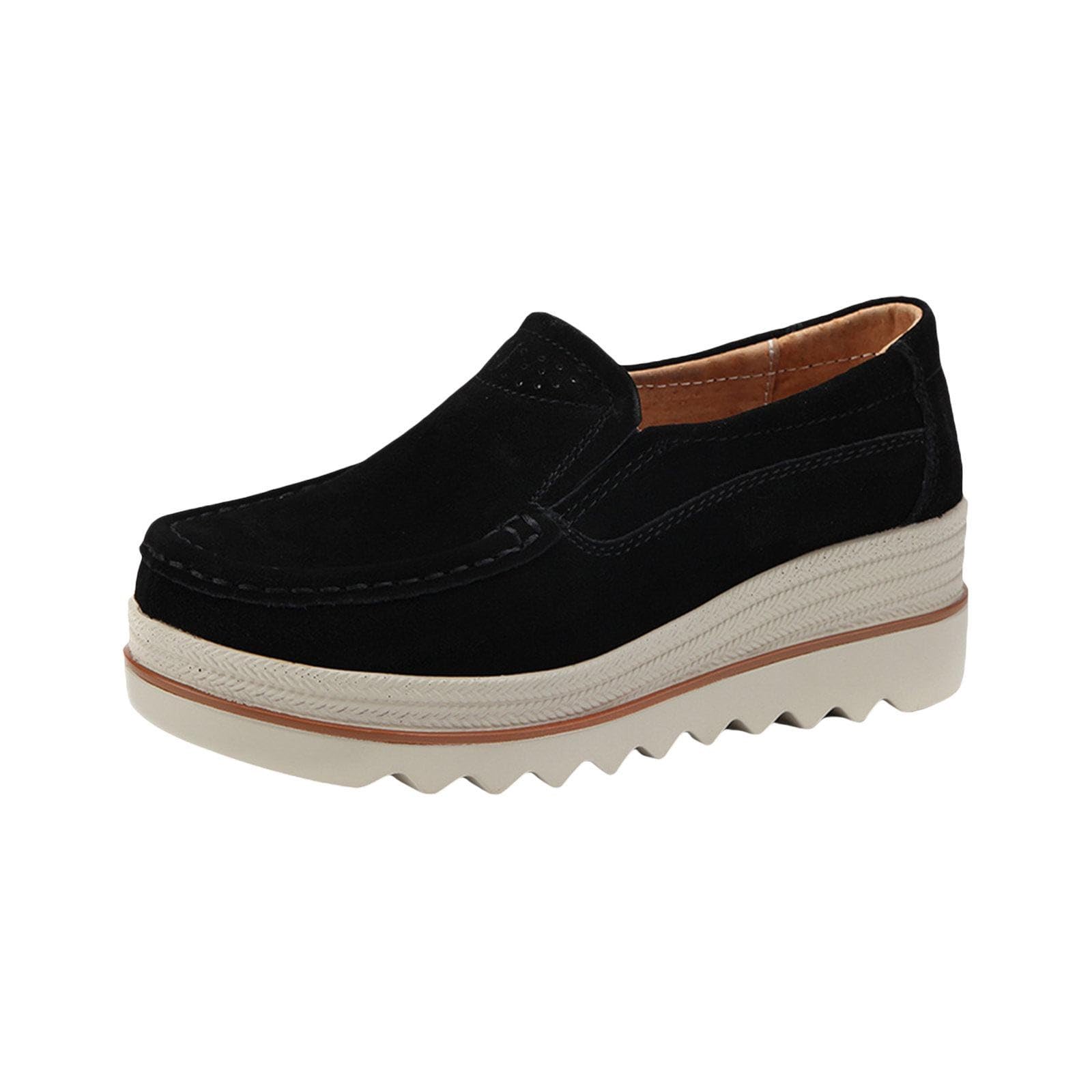 Mocasines de mujer con plataforma: mocasines cómodos y suaves mocasín de cuero mocasín mocasines ligeros transpirables, elegantes zapatos de negocios para deslizarse dentro zapatos ortopédicos para el