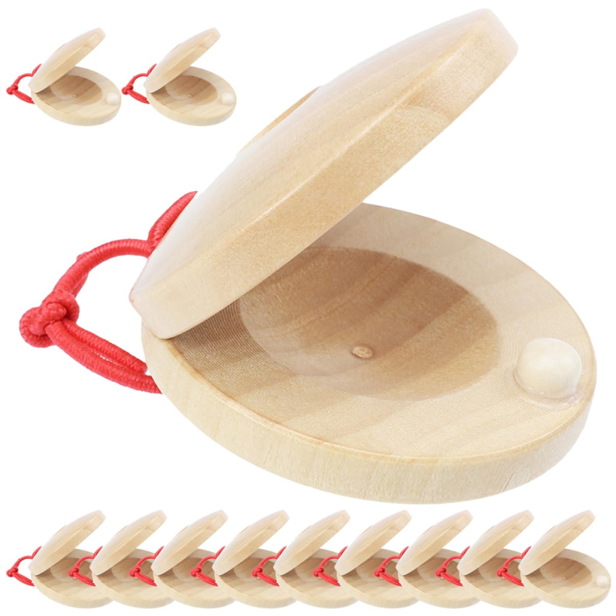 ibasenice12 Pcs Wooden Castanets Natural Rhythm Instruments for Early Music Education Castanets for for Musical Play and Rhythm Development