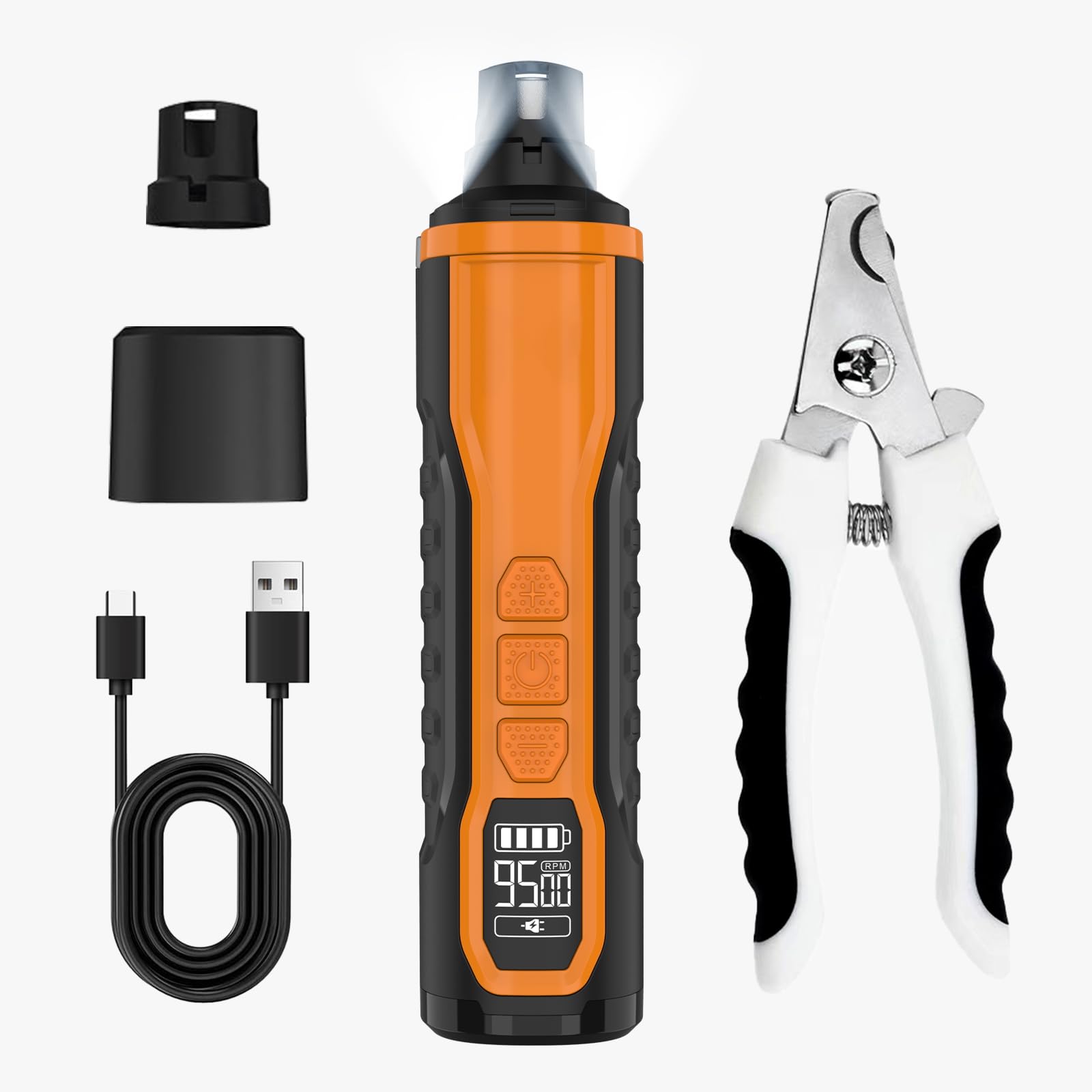 5-Speed Dog Nail Grinder，Super Quiet Rechargeable Electric Dog Nail Trimmer Painless Paws Grooming ，Duty Pet Nail Grinder for Dogs/Cats/Birds/Large Medium Small Animals