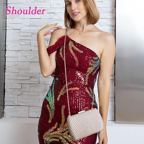 Miniatura 4 de Bolso de mano dorado, bolsos de mano dorados para mujer, para noche, boda, cóctel, fiesta, bolsa de noche, bolso cruzado de hombro