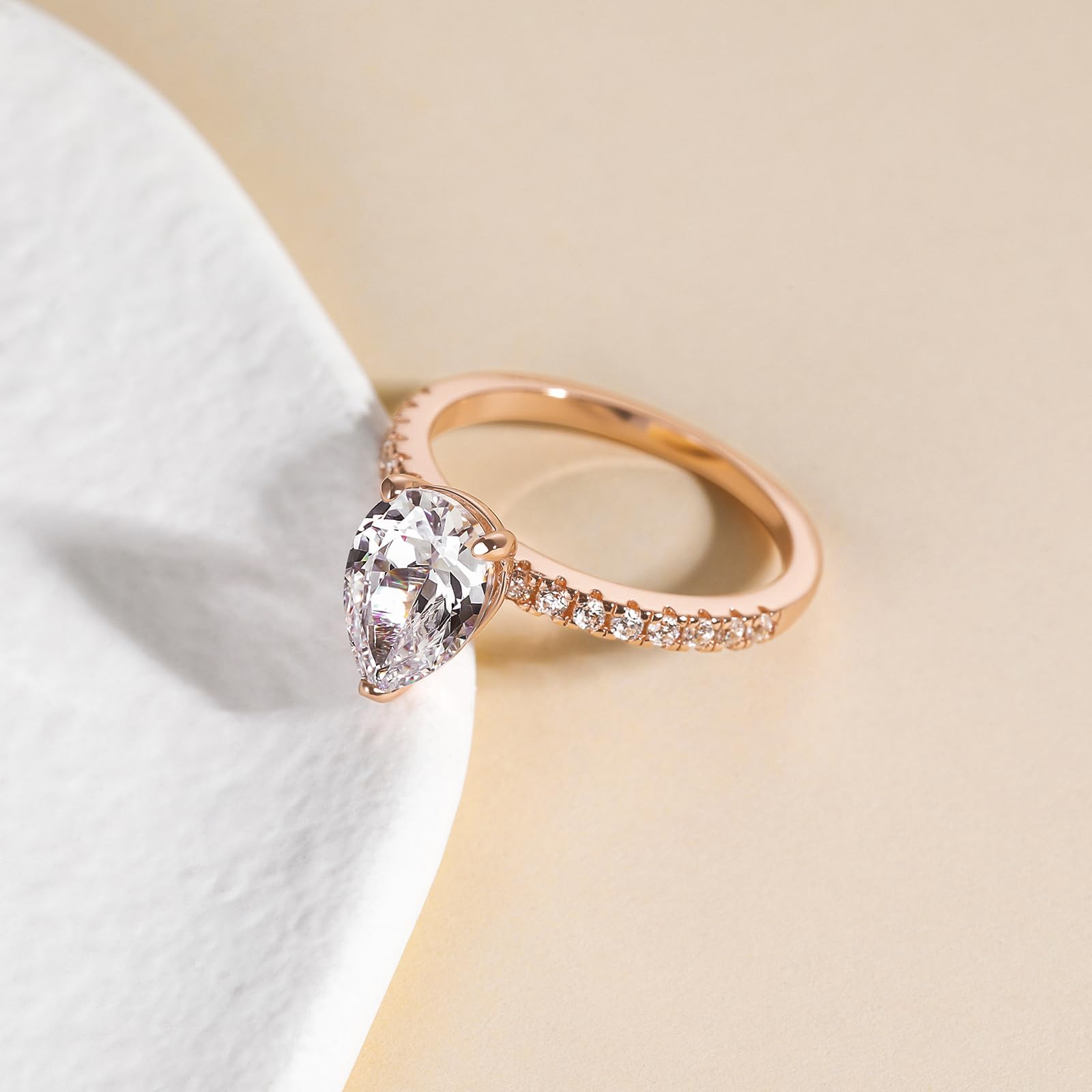 Anelli di Fidanzamento in Argento Sterling 2CT 925 con zirconi cubici Taglio Pera CZ Anelli di promessa di Matrimonio per lei Splendide FEDI Nuziali a Goccia per Donne Taglia 3-13