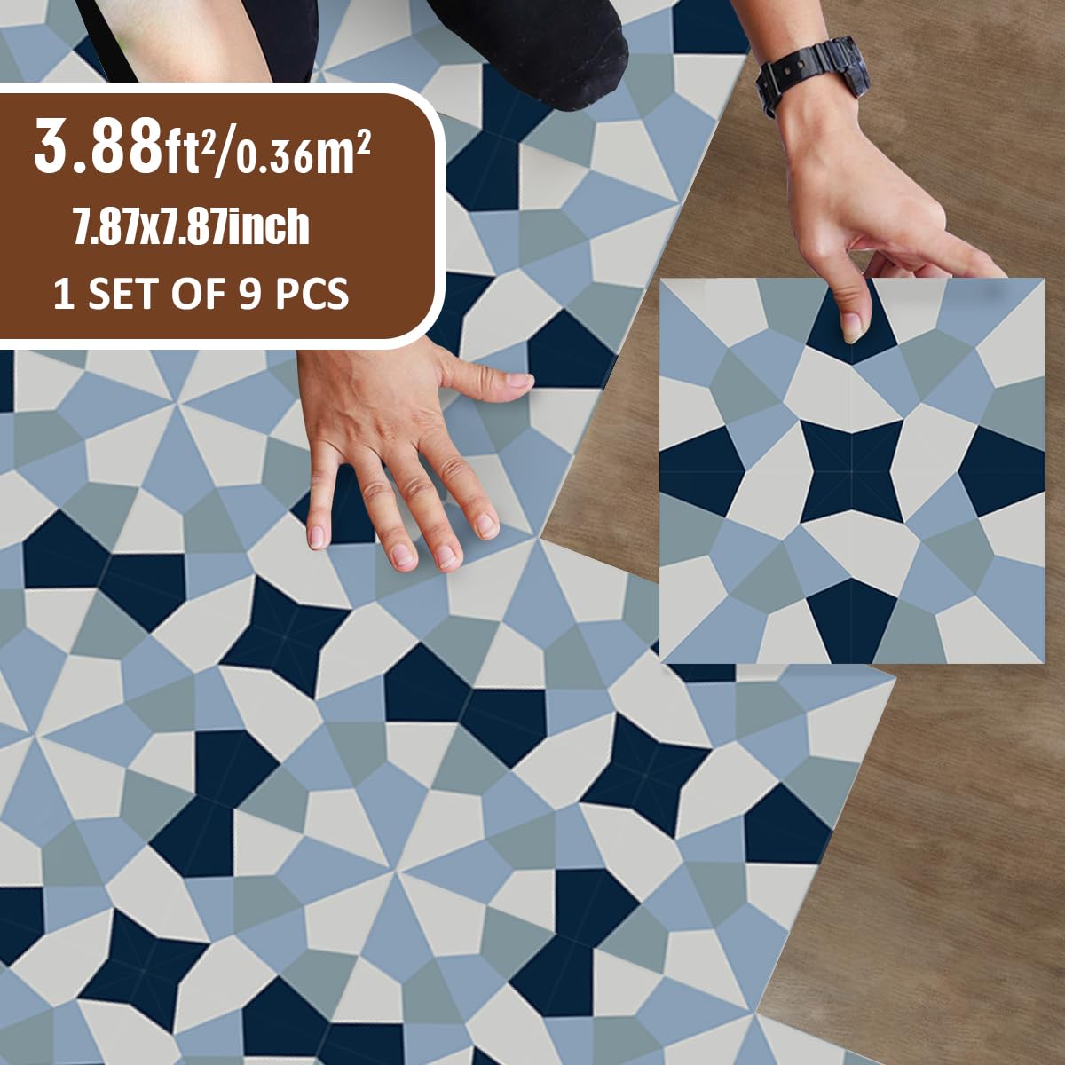 Pavimenti in PVC Autoadesivi, 9 Adesivi Autoadesivi Impermeabili For Pavimenti, Decorazioni La Casa, Motivi Stampati A Inchiostro, Piastrelle Antiscivolo Linoleum Pavimento Rotolo(ZxDB-4T36P20-170-ZZ)