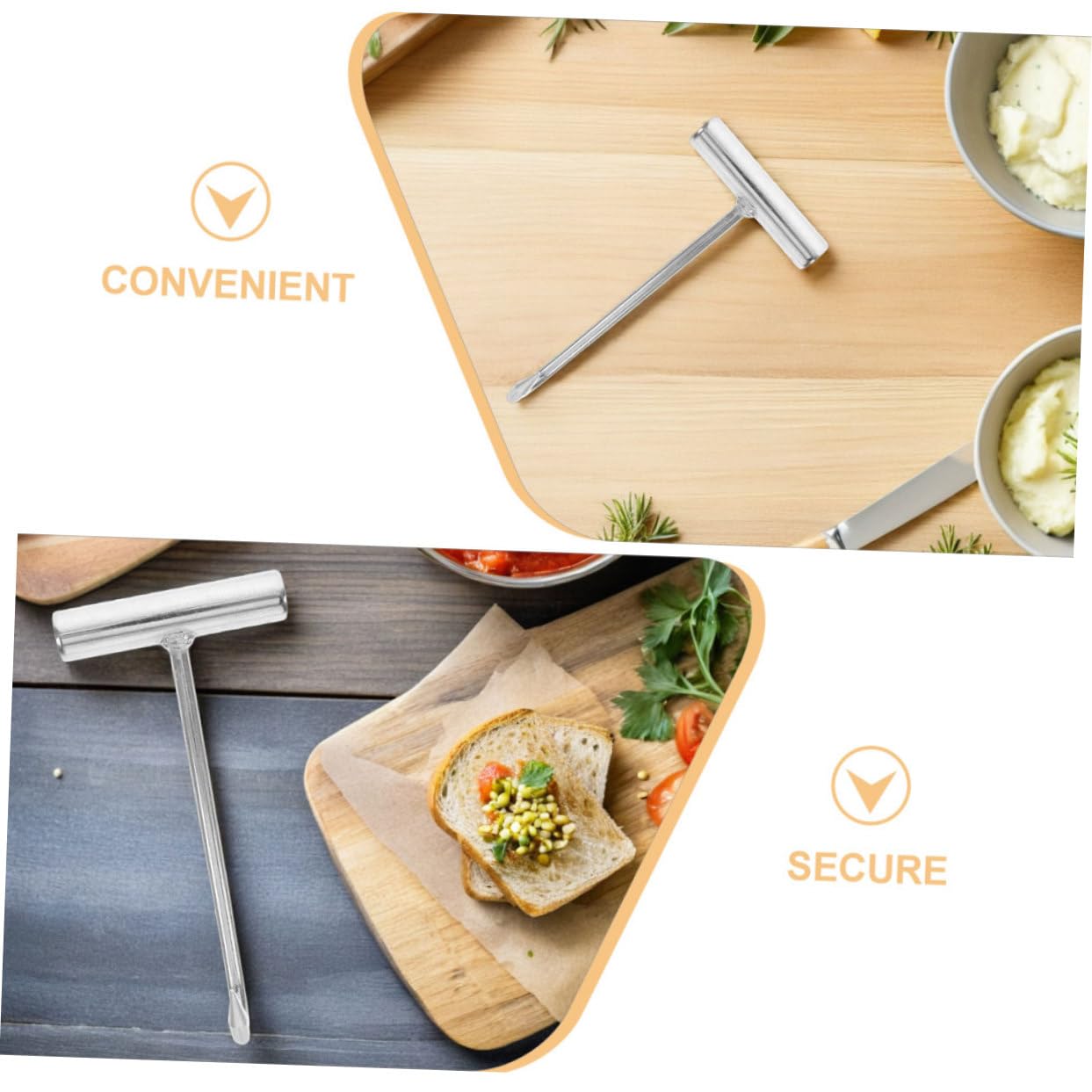Ganci Impugnatura Ergonomica in Acciaio Inossidabile 5pezzi a Forma di T per Carne per Macelleria e Barbecue, per Ristorante e Cucina