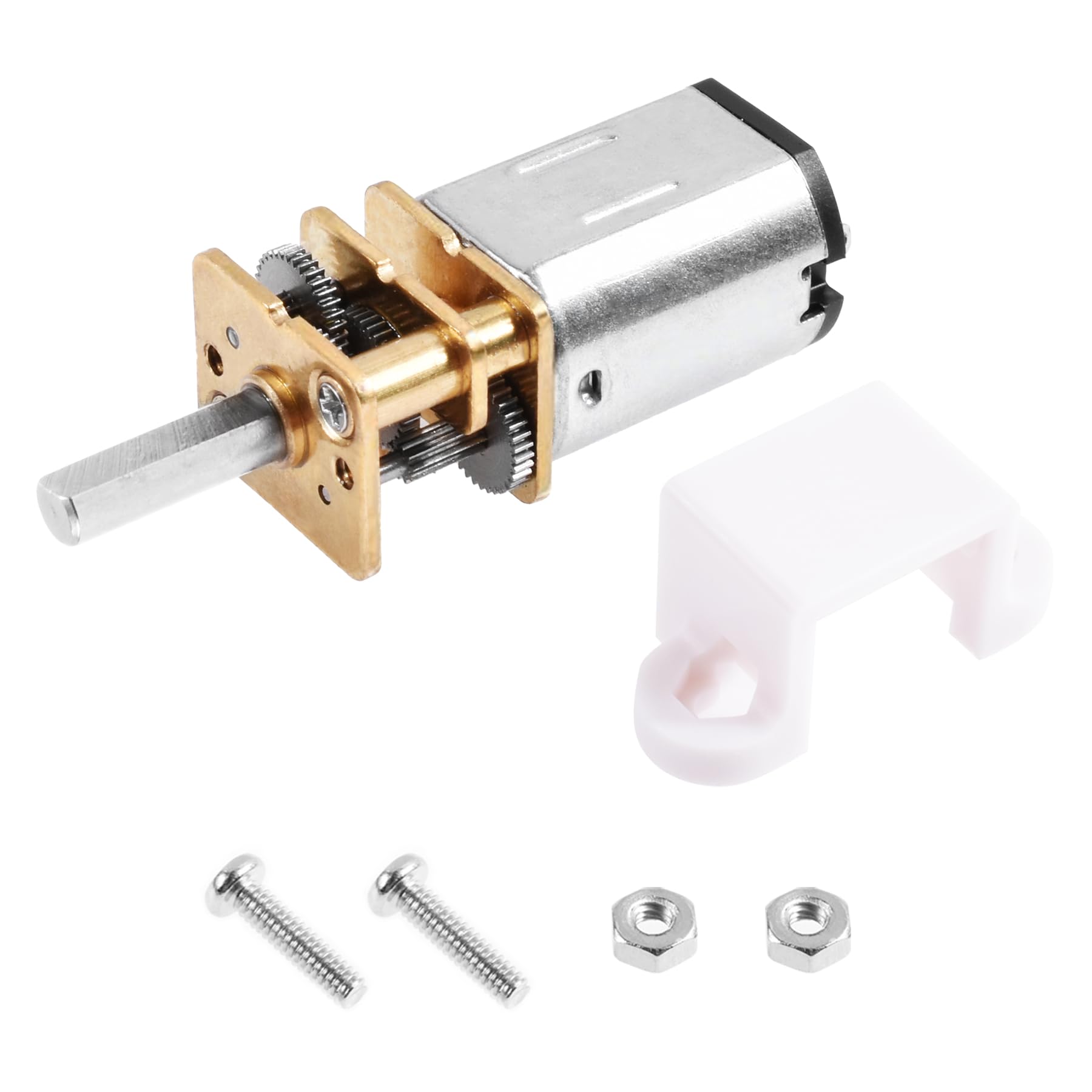 DC 12V 200RPM Speed Reduction Motor & Mounting Bracket High Torque Mini Metal Gearwheel Gear Motor 0.35 in/ 9 mm Shaft Micro Slow Speed Full Metal Gearbox for Self-Made Engines Robot Models