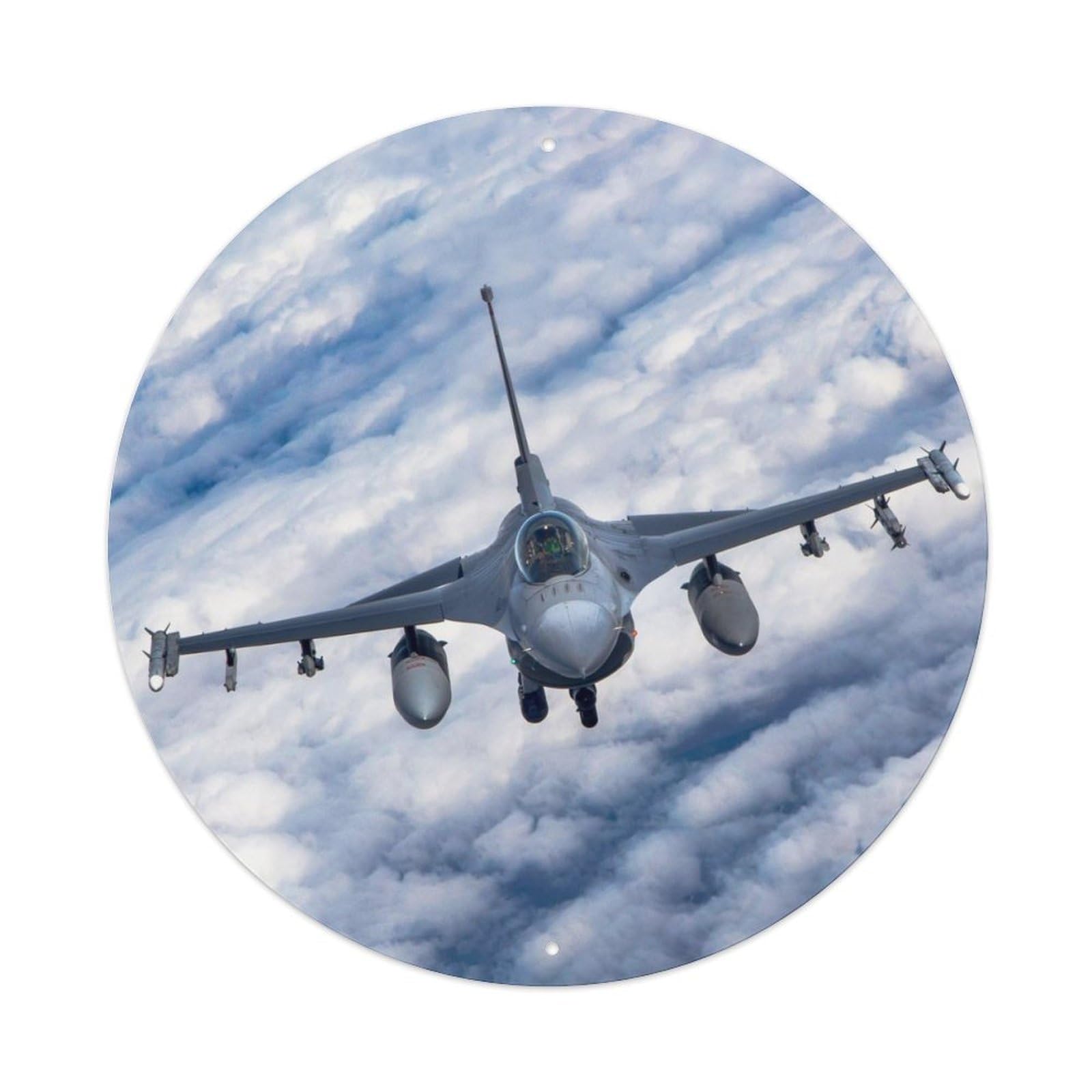 Olyhtr 8X8inch Classic Style F-16 Fighting Falcon Military Fighter Aircraft Vintage Metal Tin Sign