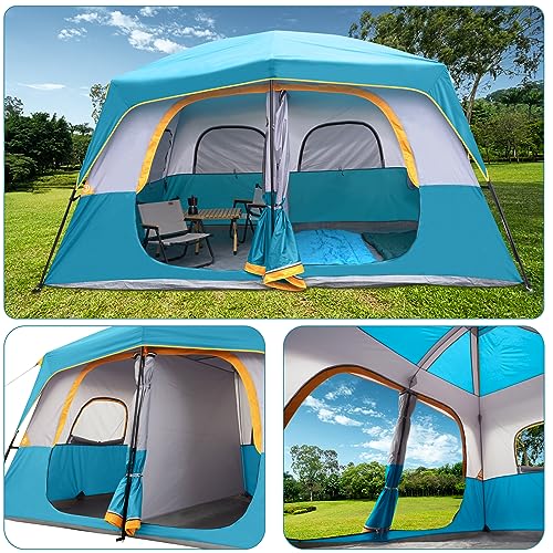 Image of UNP 2 /4 /6 /8 Person Tent, Portable Cabin Tent, Camping Tent 4-Person Easy Set Up, Waterproof with Top Rainfly for Outdoor Camping /Hiking