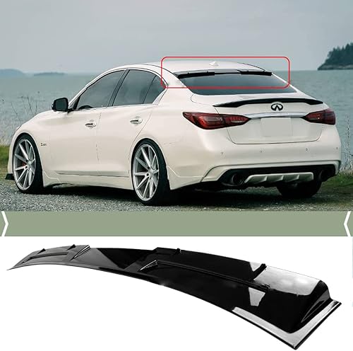 Se adapta a la visera de techo estilo V de Infiniti Q50 2014-2021, color negro brillante, negro brillante